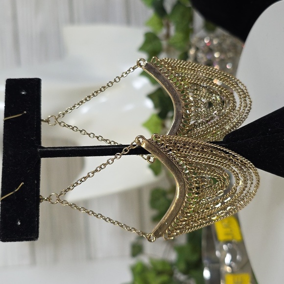 Gold Statement Multi Chain Chandelier Earrings - Picture 10 of 10